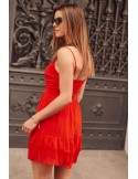 Rochie eleganta rosie cu bretele subtiri PR3205 - Magazin online - Boutique